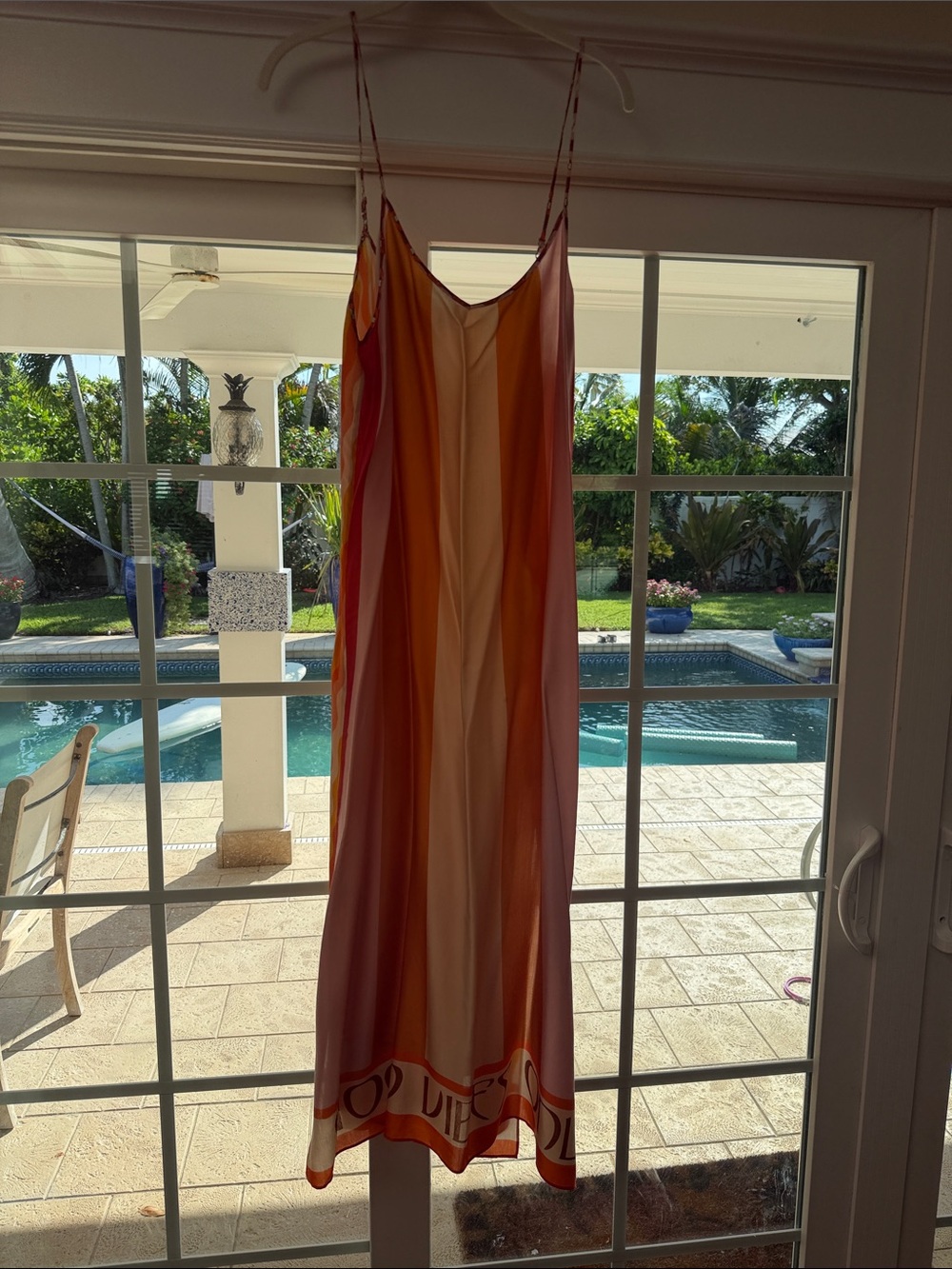 Silky Orange & Pink Long Slip Dress